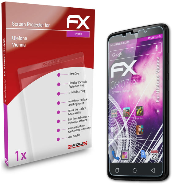 atFoliX FX-Hybrid-Glass Panzerglasfolie für Ulefone Vienna