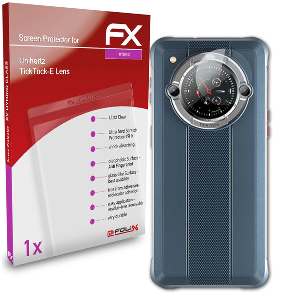 atFoliX FX-Hybrid-Glass Panzerglasfolie für Unihertz TickTock-E Lens