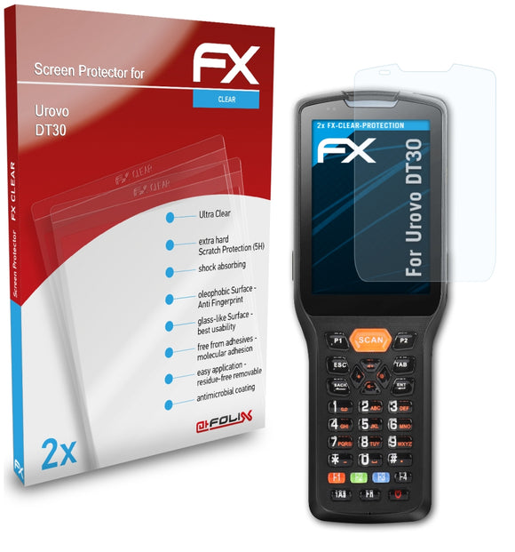 atFoliX FX-Clear Schutzfolie für Urovo DT30