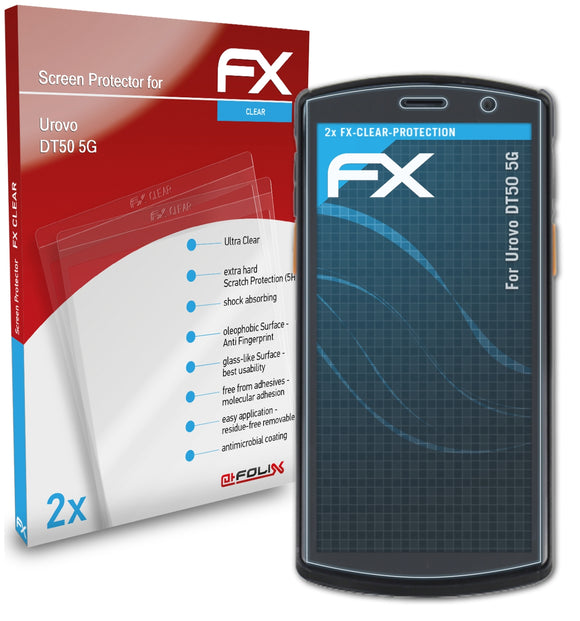 atFoliX FX-Clear Schutzfolie für Urovo DT50 5G
