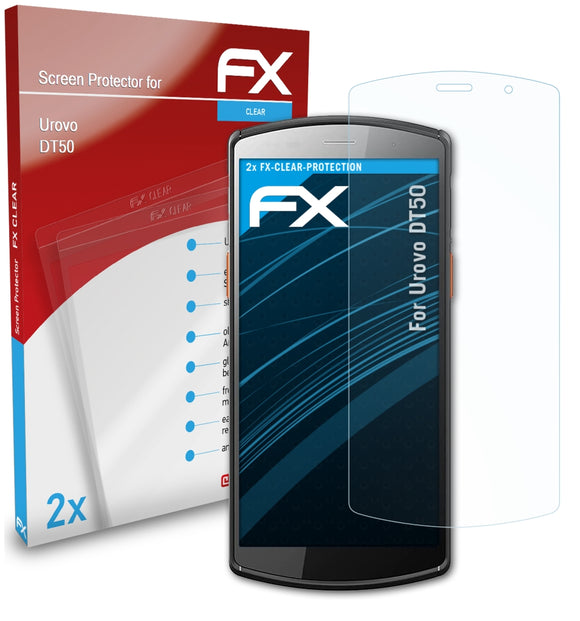 atFoliX FX-Clear Schutzfolie für Urovo DT50