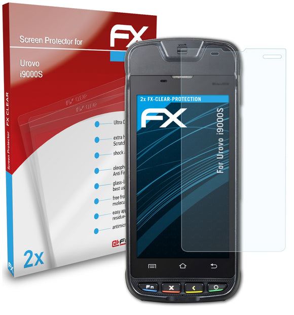 atFoliX FX-Clear Schutzfolie für Urovo i9000S