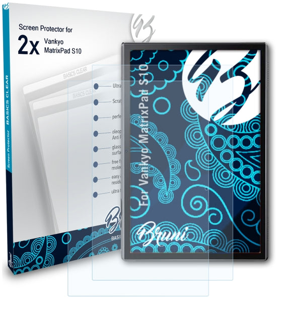 Bruni Basics-Clear Displayschutzfolie für Vankyo MatrixPad S10