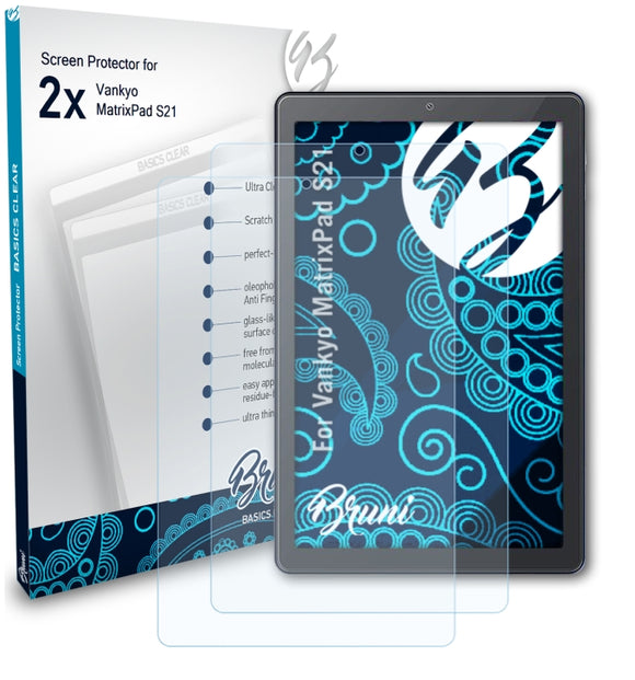 Bruni Basics-Clear Displayschutzfolie für Vankyo MatrixPad S21