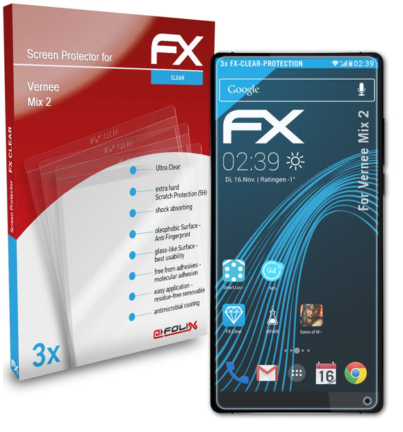 atFoliX FX-Clear Schutzfolie für Vernee Mix 2