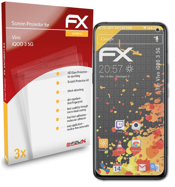 atFoliX FX-Antireflex Displayschutzfolie für Vivo iQOO 3 5G