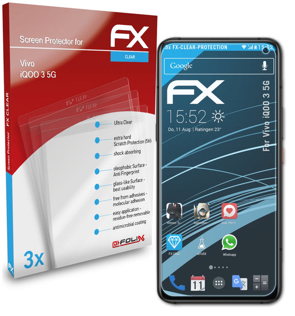 atFoliX FX-Clear Schutzfolie für Vivo iQOO 3 5G