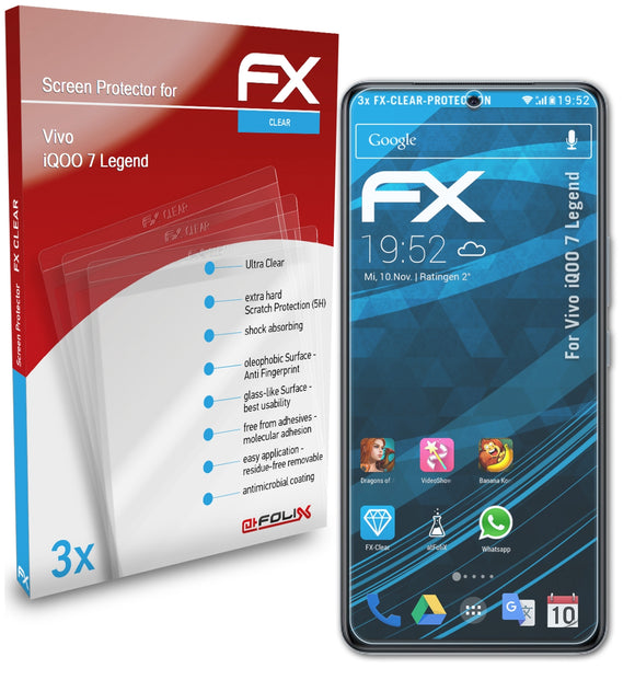 atFoliX FX-Clear Schutzfolie für Vivo iQOO 7 Legend