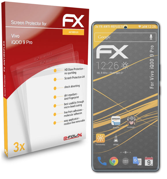 atFoliX FX-Antireflex Displayschutzfolie für Vivo iQOO 9 Pro