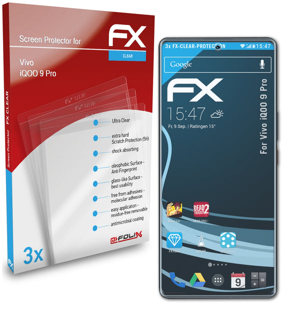 atFoliX FX-Clear Schutzfolie für Vivo iQOO 9 Pro