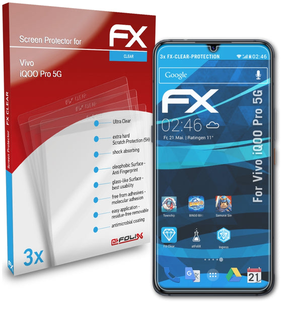 atFoliX FX-Clear Schutzfolie für Vivo iQOO Pro 5G