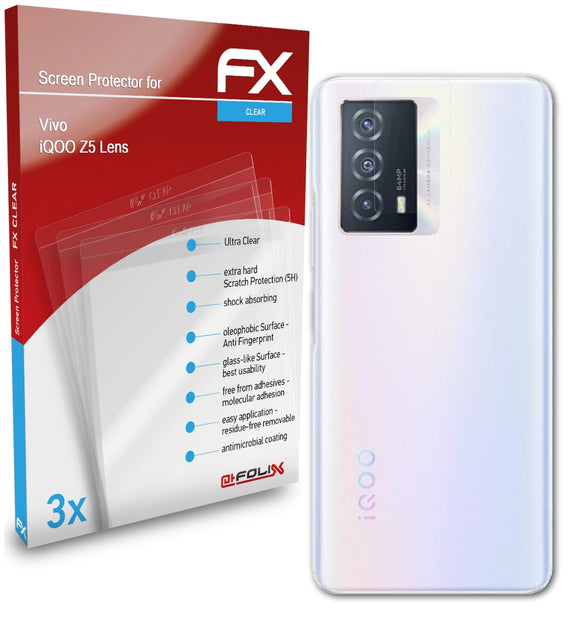 atFoliX FX-Clear Schutzfolie für Vivo iQOO Z5 Lens
