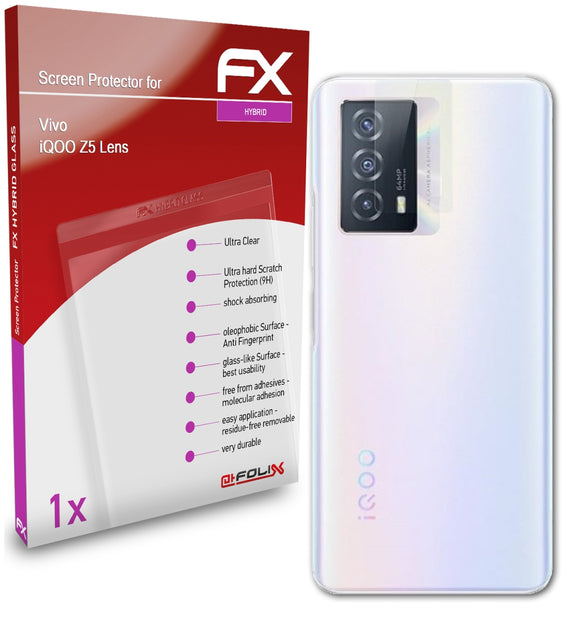 atFoliX FX-Hybrid-Glass Panzerglasfolie für Vivo iQOO Z5 Lens
