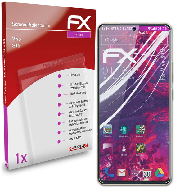 atFoliX FX-Hybrid-Glass Panzerglasfolie für Vivo S15