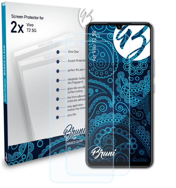 Bruni Basics-Clear Displayschutzfolie für Vivo T2 5G