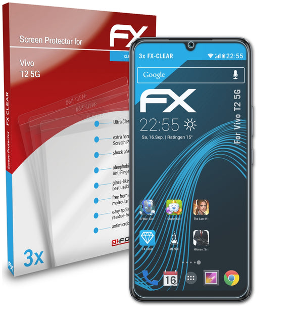 atFoliX FX-Clear Schutzfolie für Vivo T2 5G