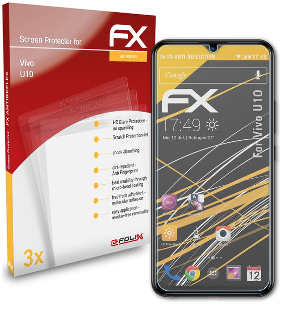 atFoliX FX-Antireflex Displayschutzfolie für Vivo U10