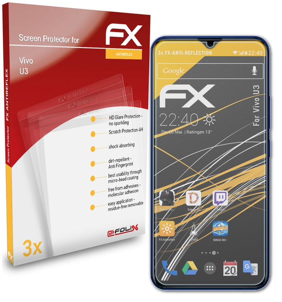 atFoliX FX-Antireflex Displayschutzfolie für Vivo U3
