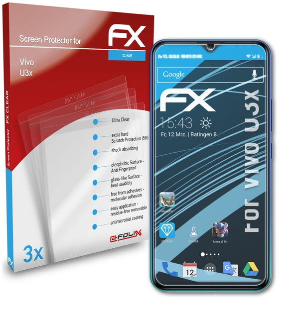 atFoliX FX-Clear Schutzfolie für Vivo U3x