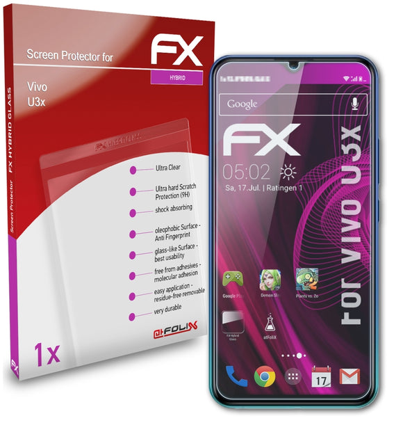 atFoliX FX-Hybrid-Glass Panzerglasfolie für Vivo U3x