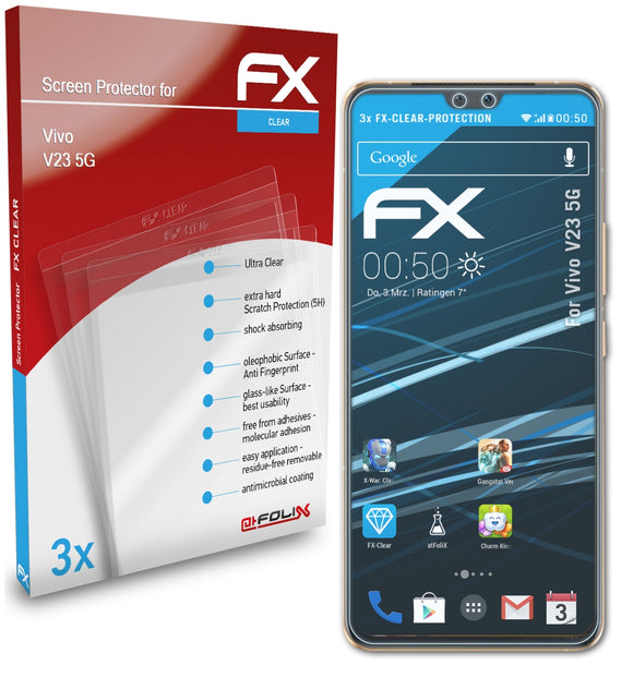 atFoliX FX-Clear Schutzfolie für Vivo V23 5G