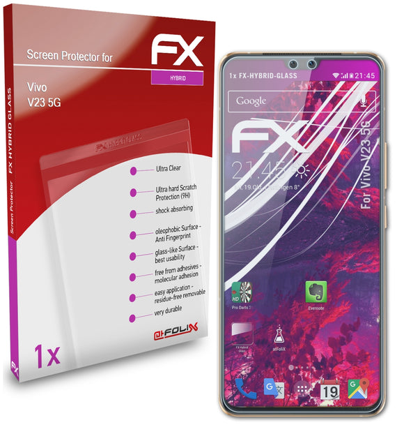 atFoliX FX-Hybrid-Glass Panzerglasfolie für Vivo V23 5G
