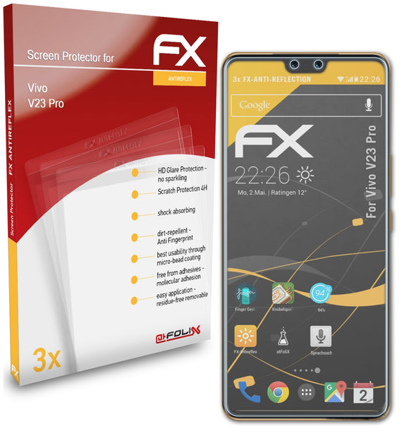 atFoliX FX-Antireflex Displayschutzfolie für Vivo V23 Pro