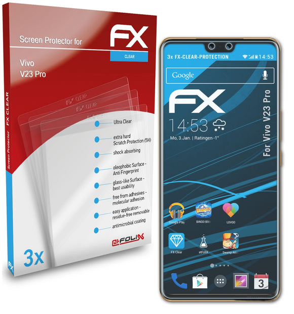atFoliX FX-Clear Schutzfolie für Vivo V23 Pro