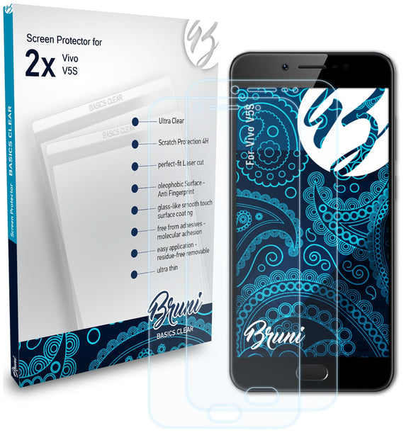 Bruni Basics-Clear Displayschutzfolie für Vivo V5S