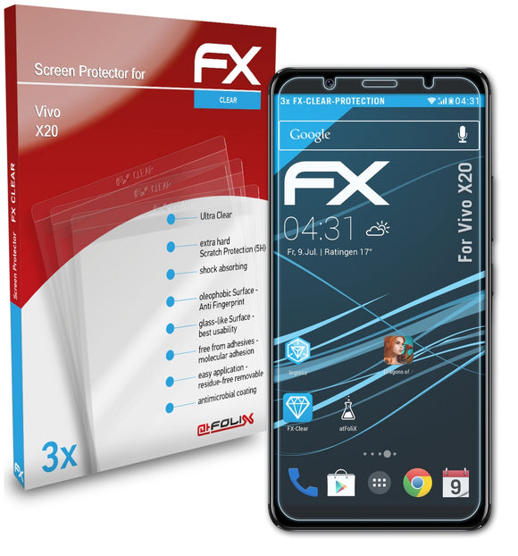atFoliX FX-Clear Schutzfolie für Vivo X20