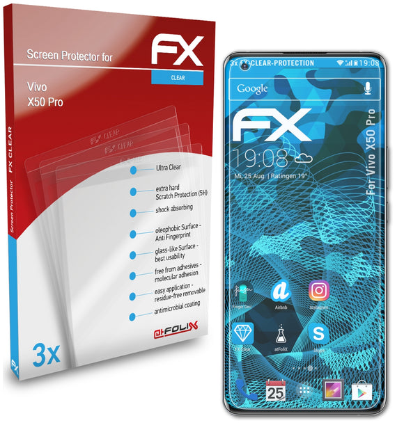 atFoliX FX-Clear Schutzfolie für Vivo X50 Pro