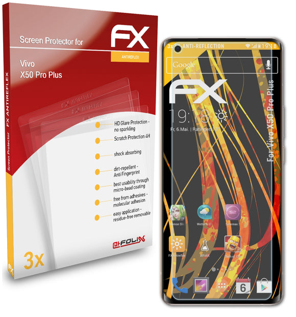 atFoliX FX-Antireflex Displayschutzfolie für Vivo X50 Pro Plus