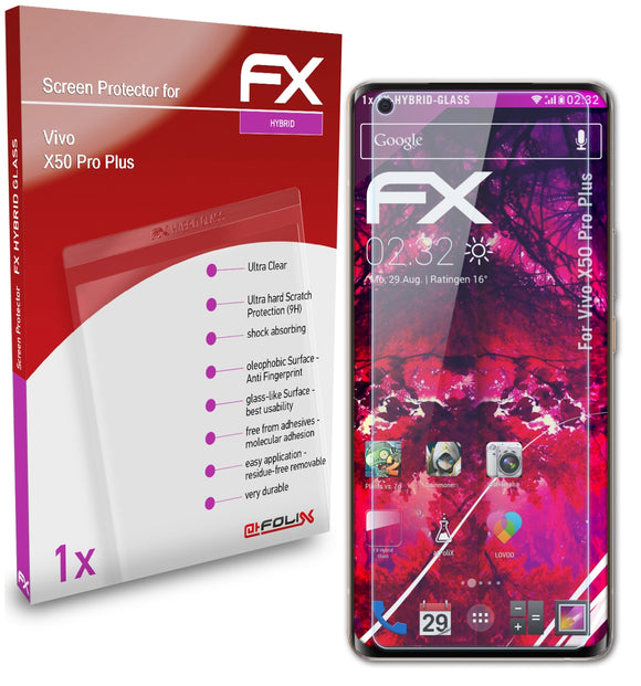 atFoliX FX-Hybrid-Glass Panzerglasfolie für Vivo X50 Pro Plus