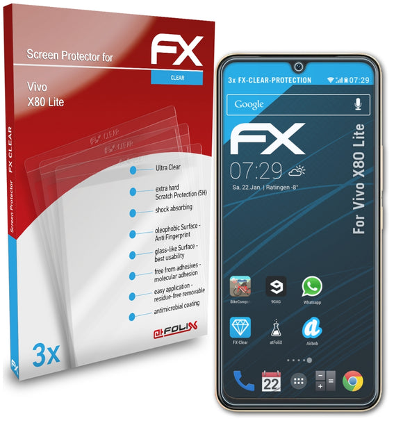 atFoliX FX-Clear Schutzfolie für Vivo X80 Lite