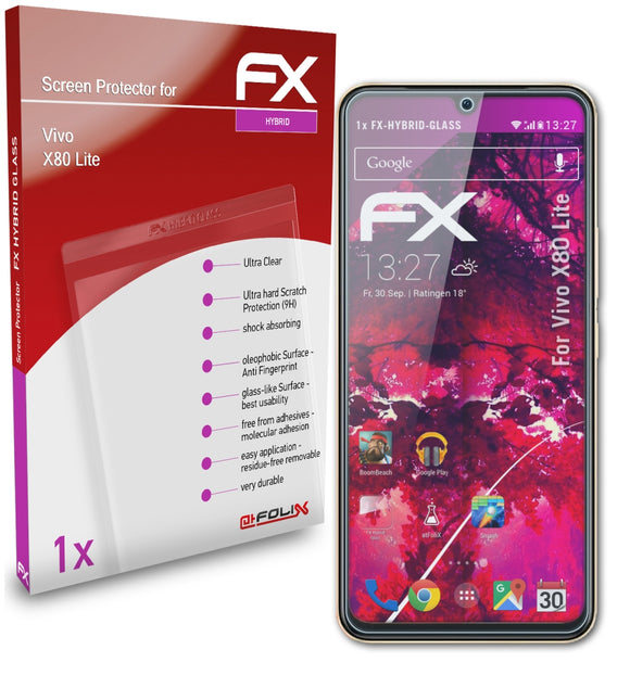 atFoliX FX-Hybrid-Glass Panzerglasfolie für Vivo X80 Lite