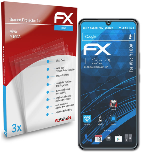 atFoliX FX-Clear Schutzfolie für Vivo Y100A