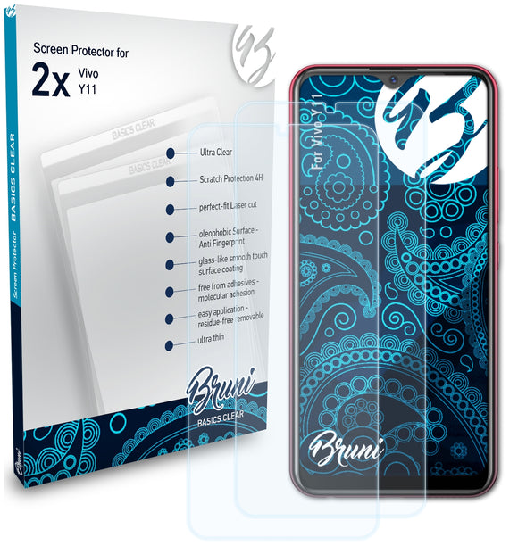 Bruni Basics-Clear Displayschutzfolie für Vivo Y11