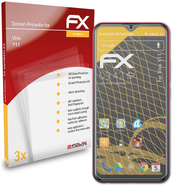 atFoliX FX-Antireflex Displayschutzfolie für Vivo Y11