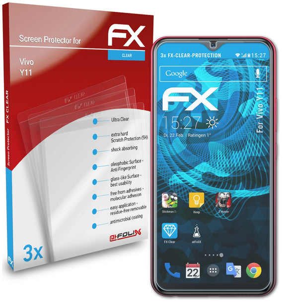 atFoliX FX-Clear Schutzfolie für Vivo Y11