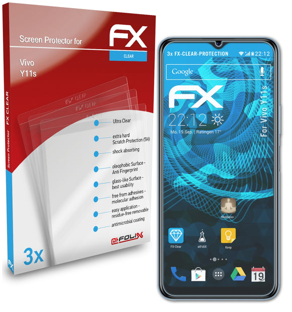 atFoliX FX-Clear Schutzfolie für Vivo Y11s