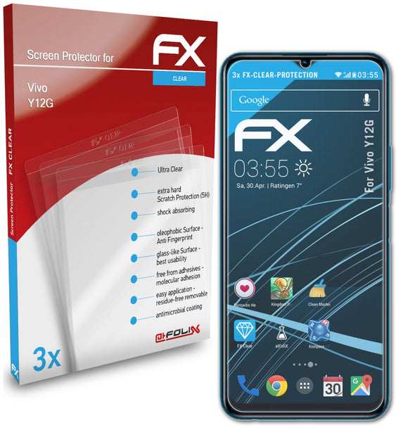 atFoliX FX-Clear Schutzfolie für Vivo Y12G