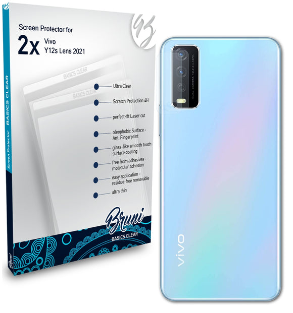 Bruni Basics-Clear Displayschutzfolie für Vivo Y12s Lens (2021)