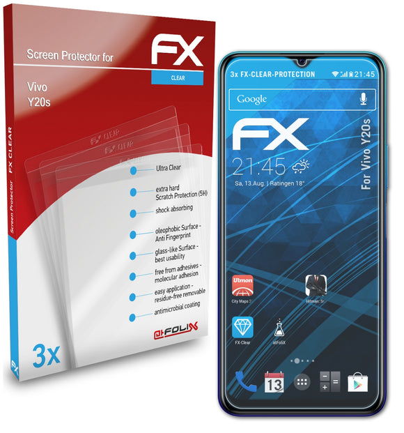 atFoliX FX-Clear Schutzfolie für Vivo Y20s