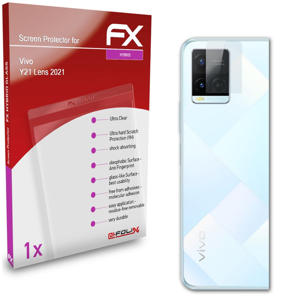 atFoliX FX-Hybrid-Glass Panzerglasfolie für Vivo Y21 Lens (2021)