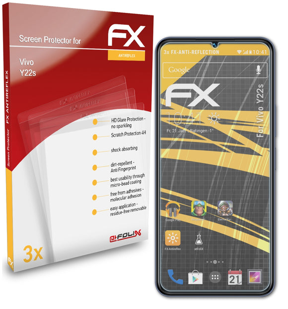 atFoliX FX-Antireflex Displayschutzfolie für Vivo Y22s