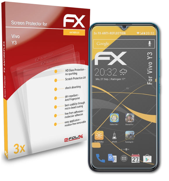 atFoliX FX-Antireflex Displayschutzfolie für Vivo Y3