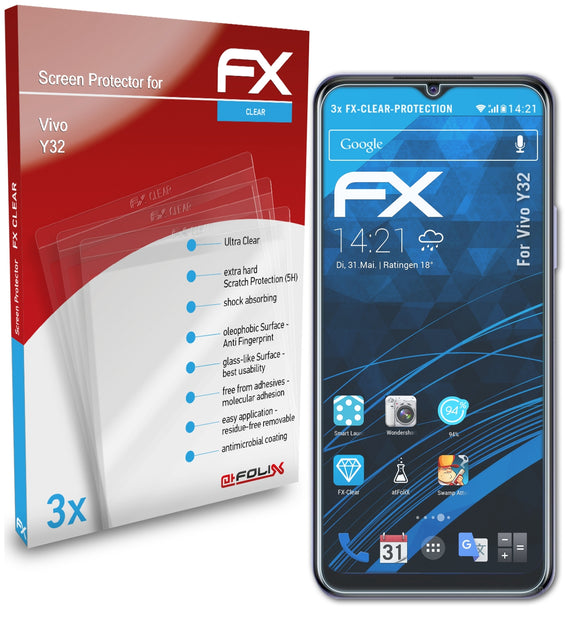 atFoliX FX-Clear Schutzfolie für Vivo Y32