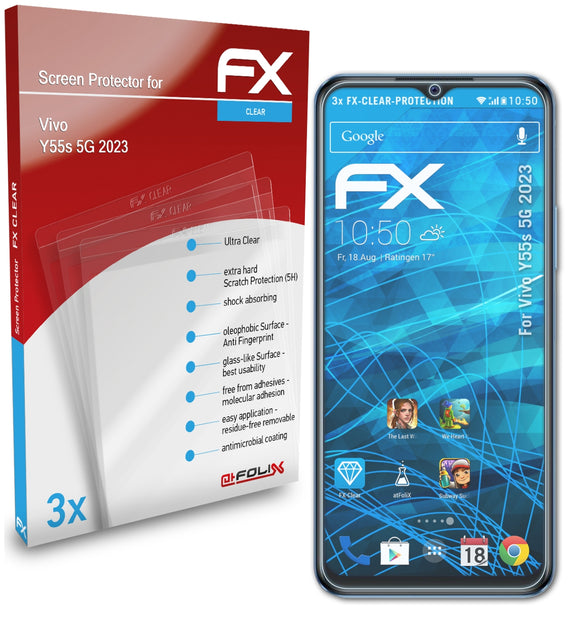 atFoliX FX-Clear Schutzfolie für Vivo Y55s 5G (2023)