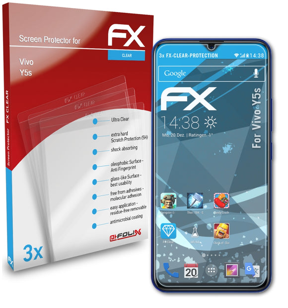 atFoliX FX-Clear Schutzfolie für Vivo Y5s