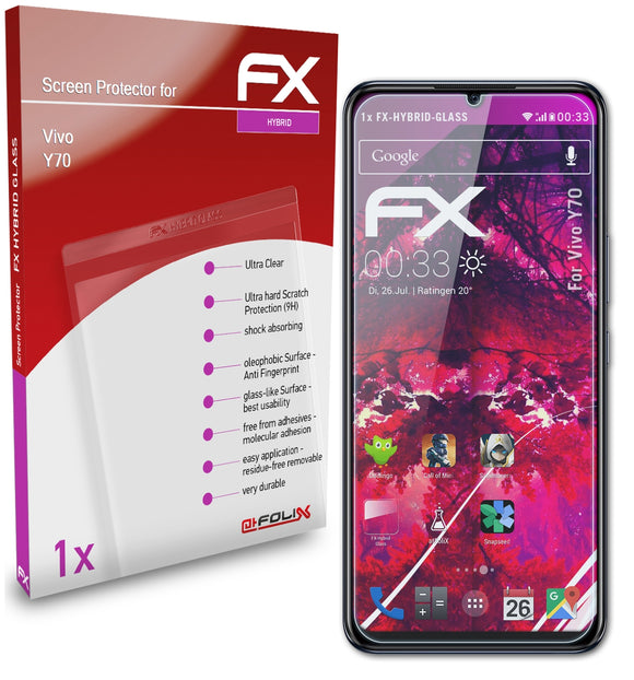 atFoliX FX-Hybrid-Glass Panzerglasfolie für Vivo Y70